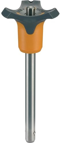 Halder 22370.0175 Kugelsperrbolzen, selbstsichernd, mit Kombigriff Ball Locking Bolts, d1=8 mm / l1=25 mm, Orange