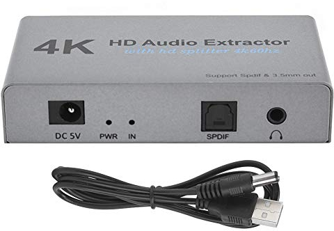 4K HD Audio Extractor Converter Audio Extractor, Hochauflösender Splitter Konverter Audio Separator Kopfhörer Verstärker für Laptops Computer Verstärker Kopfhörer Fernseher