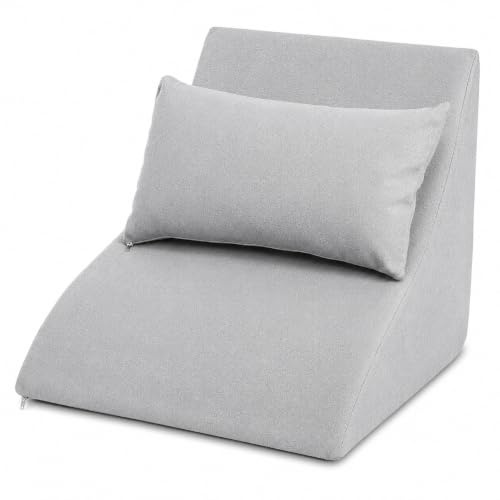 Formalind Lesekissen-Set für Bett und Sofa, Hellgrau | Ergonomisch geformtes Keilkissen, Kuscheliges Sofakissen, Zum Lesen, Fernsehen und Entspannen