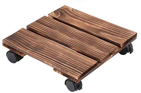 Pflanzenroller Holz Eckig,Kübelroller Aus Massivholz Tragkraft, Blumenuntersetzer für Blumenkübel, Holzgartenpflanze Pot Pallet, Blumentopf Mover Caddy Trolley Auf Rollen Für Outdoor Und Indoor