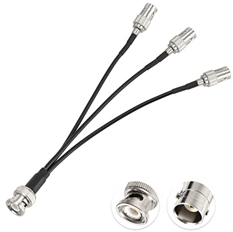 Eightwood BNC Splitter Cable 6in BNC Male to Triple BNC Female Adapter Pigtail 50 Ohm for CCTV Camera Ham Radio Antenna Scanner