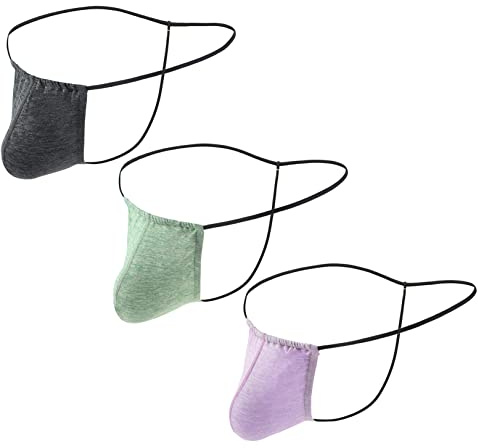 FEOYA Herren Strings Tanga Mini Slip Bikini G-String Slips Low-Rise Dessous Erotische Wäsche Reizwäsche Transparente Unterwäsche Slip Offen Abend Reizwäsche Grau+Grün+Lila M