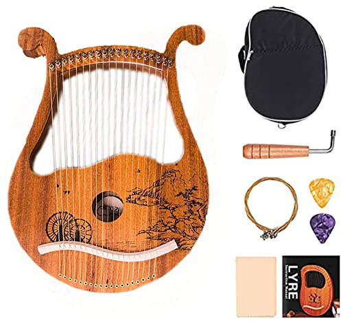 UNbit Harpe de tour faite à la main, petite harpe Laya 19 tons en bois massif acajouInstrument Portable for les débutants simple et facile à apprendre Harpe