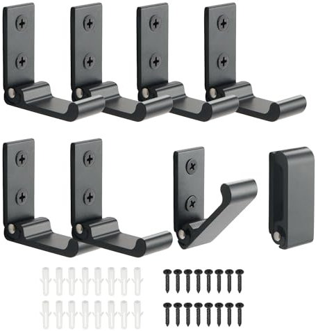 Mooche 8 Pièces Crochets Muraux Pliables pour Salle de Bains, Crochets Muraux à visser en Acier Inoxydable, Crochet Porte Manteau Pliage à 90 Degrés, Noir