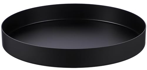 Schwarzes rundes Tablett aus Metall, Serviertablett, Teller 20 cm, Couchtisch, Kerzentablett, Edelstahl, Kreistablett, Blumentöpfe, Dekoration, Teetablett für Arbeitsplatte, Tafelaufsatz,