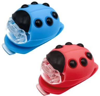 Surplex Lot de 2 lumières LED en silicone pour vélo de montagne, éclairage avant et arrière avec clip de lumière pour vélo de montagne, étanche, réflecteur alimenté par piles pour poussettes