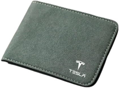 ZUMAHA Geldbörsen Ausweis Kartenhüllen Geldklammern Scheckbuchhüllen Portmonee für Tesla Model 3 Model Y Model S Model X Damen Herren Gift Zubehör,Greenstyle