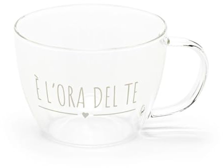 Nuvole di Stoffa Tazza da tè in vetro borosilicato con dedica Shabby Chic 350 ml