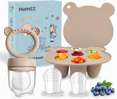 Ciuccio Frutta Neonati - Ciuccio per Alimenti Neonati senza BPA, Ciuccio per Frutta Neonati, Ciuccio Neonato 0-3 Mesi, Ciuccio Frutta Allevia il Dolore alle Gengive(Grigio)
