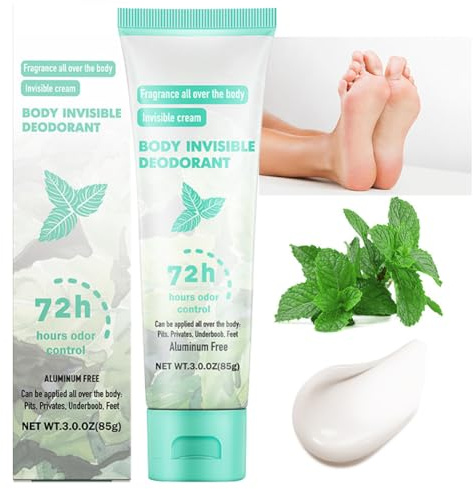 Wenrny Aluminum-Free Women Body Deodorant Cream,Odor Removing Invisible Cream,72 Hour Odor Control for Armpit Private Parts,85g Full Body Deodorant for Men/Women,Baking Soda Free,Skin Safe (Mint)