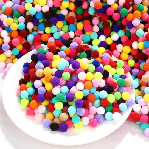 Lot de 2000 pompons loisirs creatifs multicolores de 10 mm pour travaux manuels, décoration de fête, guirlandes, pompons, accessoires de cheveux, vêtements