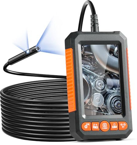 VEVOR Endoskopkamera mit 8+1 Lichtern Industrie-Endoskop mit Doppellinse 4,3-Zoll-Bildschirm 1080P-Inspektionskamera, 4-facher Zoom IP67 wasserdicht Ideal für Auto Sanitär (5 m Kabel 32 GB Karte)