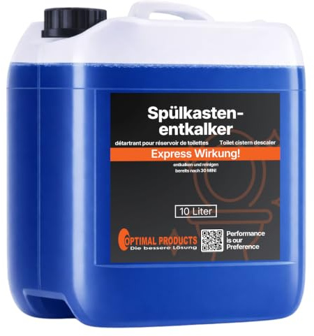 Optimal Products 10 Liter Spülkasten Entkalker mit Express-Wirkung nach 30 Minuten, 2 in 1 - Löst Kalk und reinigt den WC-Spülkasten