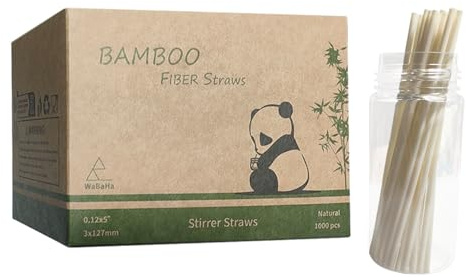 1000Pcs Biodegradable Coffee Straws 5 Bamboo Sip Stirrer Straws Compostable Cocktail Stirrers for Party Bar Restaurant