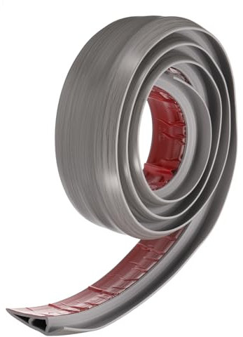 QUARKZMAN Bande de Transition de Sol 2,8 6,56ft en Pvc Auto-Adhésif pour Tapis vers Carrelage avec Bordure de Transition en Bois Gris Grainé de 15mm de Hauteur pour Sols Irréguliers