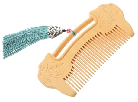 MERRYHAPY Pettine in Legno Intagliato Design Denti Fini Per Massaggiare Capelluto Pettine Per Capelli Con Motivo Ciocche Ruyi Realizzato in Legno Duro Resistente