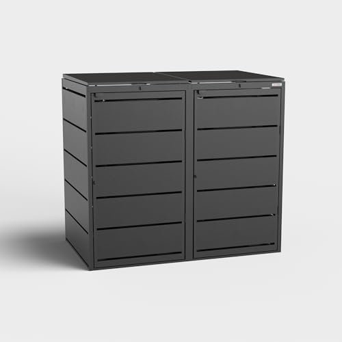 BIO Stefan Dagobert Set di 2 box per bidoni della spazzatura da 240 litri | robusto rivestimento per bidoni della spazzatura | box per bidoni della spazzatura, casetta per bidoni della spazzatura