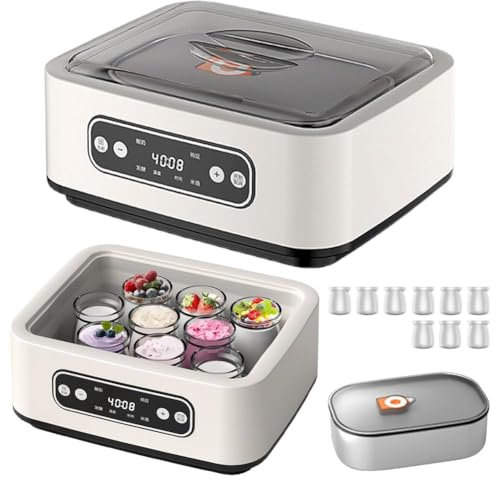 Yogurt Maker, Ultimate Probiotic Yogurt Maker con controllo del tempo regolabile, macchina elettrica per yogurt con 9 barattoli di yogurt, macchina automatica digitale per yogurt, utensili da cucina