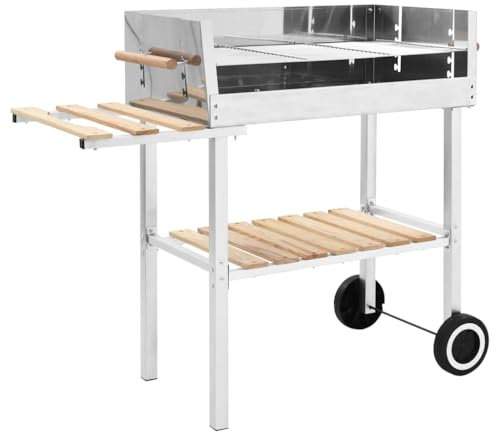 XXL Trolley Holzkohlegrill Edelstahl mit 2 Ablagen