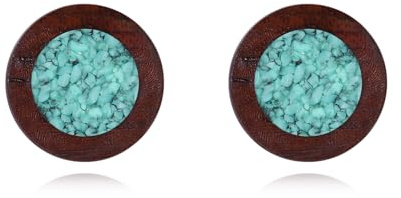 Holzohrringe Sterling Silber Holz Türkis Ohrstecker Einzigartiger Natürlicher Minimalistischer Schmuck Geschenke für Damen Männer