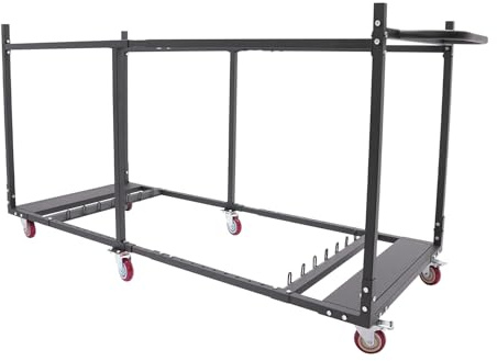 Folding Table Cart with Casters, Heavy Duty Table Trolley with Adjustable&Detachable Design, Transport 8-12PCS Rectangular,Round Folding Tables, Panel Cart for Party Events, Factory, Hote