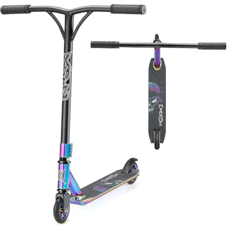 Xootz Stunt Pro Trottinette Freestyle Trick avec Barre en Y en Acier, Plateau en Aluminium, roulements ABEC-7, poignées en Caoutchouc, pour Enfants et Adolescents, Gris