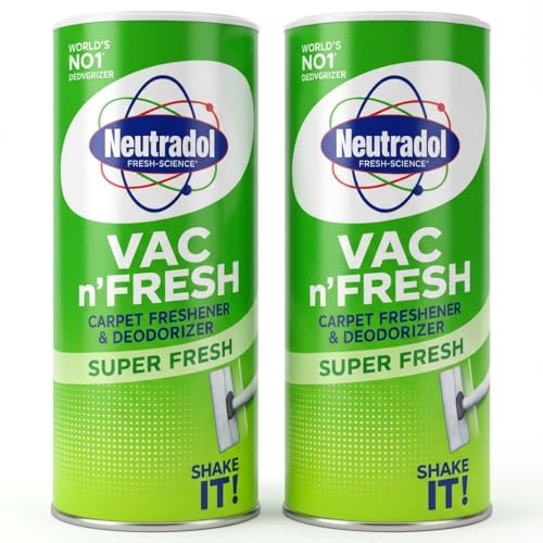 Neutradol VAC n’FRESH Super Fresh Carpet Freshener & Deodorizer 350g Pack of 2 – Vacuum Powder Odour Eliminator for Carpets, Rugs & Upholstery – Long Lasting Fresh Scent – Safe & Non-Toxic