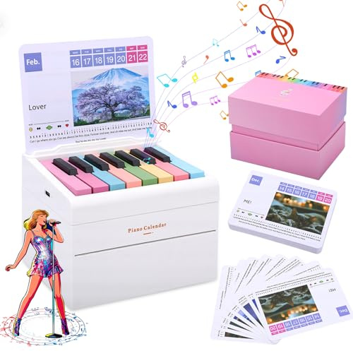 Gugxiom Piano Calendar 2026, Playable Piano Desk Calendar 2026 with 52 Weeks of Music Sheets in 27 Cards, Mini 3D Calendars with Music for Christmas, Birthday Gift (White)