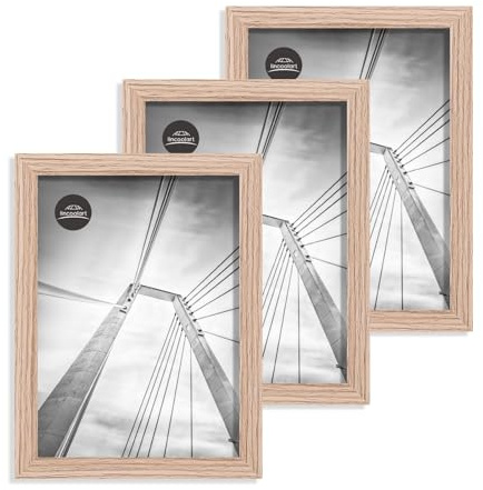 lincoolart Bilderrahmen 15x20 cm Holz Rahmen 3er Set, MDF Fotorahmen 20x15 cm mit Bruchsicherem Acrylglas, Wand- oder Tisch Holzrahmen, 6x8 Zoll, für Fotos,Bilder,Kinderzeichnung
