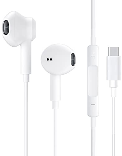 Ecouteurs Filaires USB-C pour iPhone 17/17 Pro/16/16e/15 Pro Max, Ecouteurs Intra-Auriculaires Hi-Fi Stéréo USB C avec Microphone et Contrôle du Volume pour iPad Pro, Galaxy S24/S23, Google Pixel
