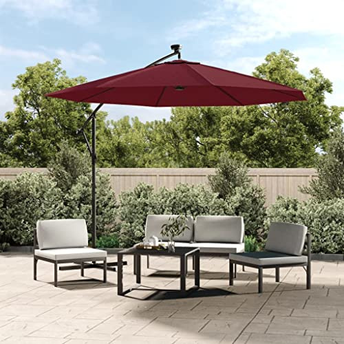 Holamys Parasol déporté avec éclairage LED - 300 x 254 cm - Protection UV - Mécanisme à manivelle - Pour jardin, terrasse, piscine