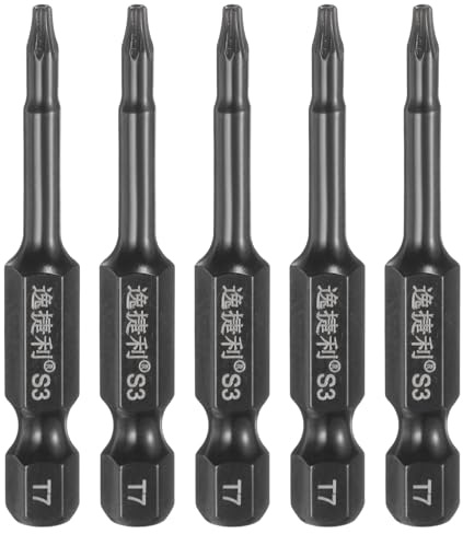 QUARKZMAN 5Pz T7 Inserti per Avvitatore Torx Sicurezza 1/4 Gambo Esagonale 2 (50mm) Magnetica Antimanomissione Chiavi Set Cacciaviti a Stella 6 Punte per Trapano Acciaio S3 con Foro