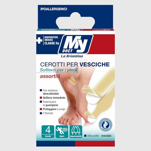 My Doct Cerotti per Vesciche Idrocolloidali – Ultrasottili, Impermeabili e Invisibili – Sollievo Immediato dal Dolore – 4 Cerotti Assortiti