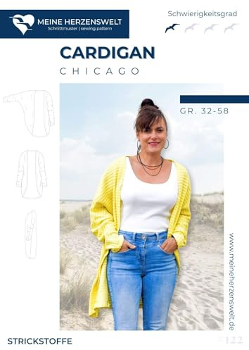 Papierschnittmuster Cardigan (Strickjacke) für Damen Größe 32-58