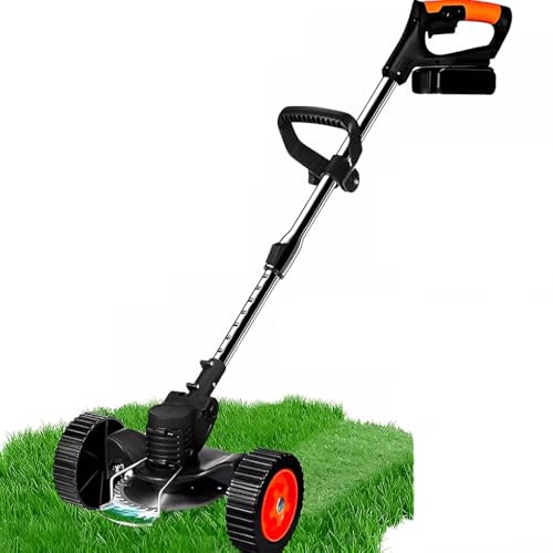 Decespugliatore Elettrico con Ruote e Due Batterie 48V Ricaricabili Lame Versatili e Manico Regolabile Tagliabordi Senza Fili