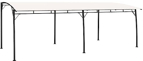 Pergola Adossée, Pergola Murale de Jardin Abri de Barbecue 6x3x2,55 m crème
