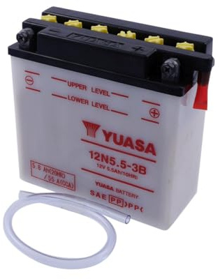 Yuasa 12N5.5A-3B - Starterbatterie | Trockenbatterie offen, Vergleichstypen YB5L-B, YB5L-A, 6K3PS; kompatibel mit SIMSON S 51 B1-4, VESPA P 200 E / PX 200 E VSX1T