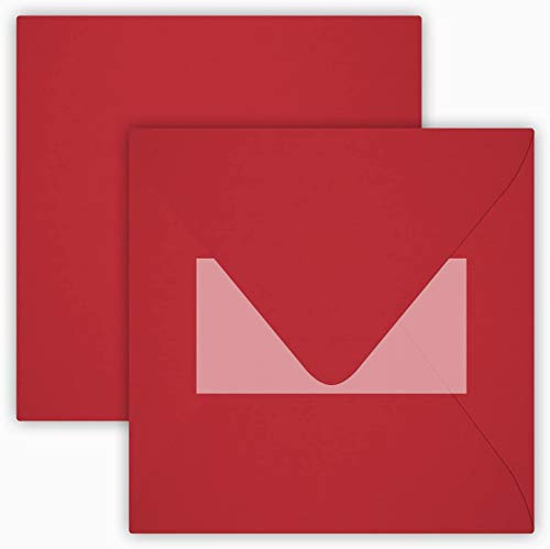 25 Quadratische Briefumschläge Farbe: Rot 15 x 15 cm 150 x 150 mm Selbstklebende mit Dreiecklasche Weltweit Einmalig ohne zu befeuchten der Umschläge