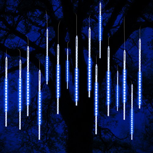 Vikdio Weihnachtsbeleuchtung Outdoor, Meteor Duschen Lichter 50cm 10 Spiralröhren 540 LEDs 3.15m Lit Länge, Wasserdichte Schneefall Lichter für Outdoor Weihnachtsdekoration Baum Fenster (Blau)