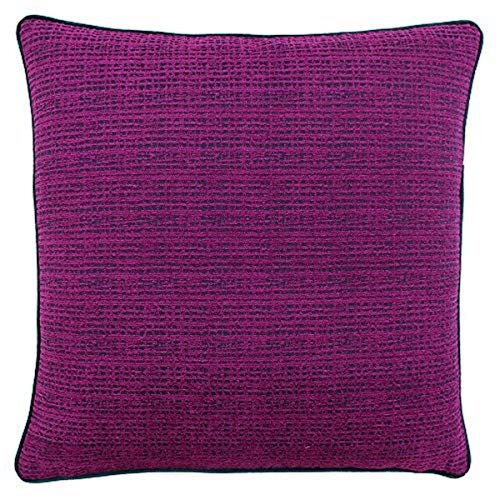 Paoletti Riva Chiswick Plumes Coussin Rempli - Magenta Rose - Cube Géométrique Design - Jacquard - Reverse Vert Émeraude - 60% Viscose 40% Polyester - 50 X 50 Cm (20 X 20 Pouces)