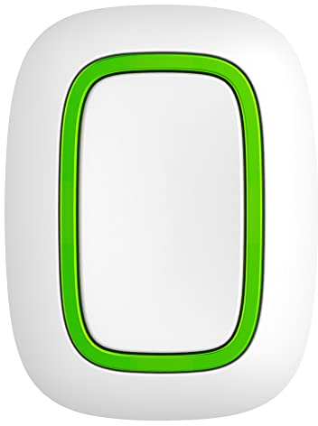 Ajax Button Bouton sans Fil. Blanc. Types d'alarme réglables : Intrusion. Incendie. Assistance médicale. Panique et gaz. Pile CR2032. Dimensions : 47x35x13mm