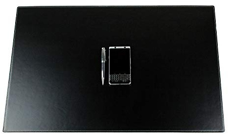 DELMON VARONE - Personalisierbare Schreibtischunterlage XXL Cambridge Top Grain Leder schwarz, Rutschfeste Schreibunterlage abwaschbar, Schreibtisch Unterlage geeignet als Mousepad, 70 x 50 cm