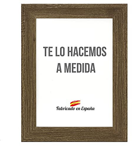 Marco a Medida para Fotos, póster, Puzzles, láminas. Cuadro Modelo 188 Nogal, con Cristal metacrilato 1.5 mm y Trasera Antihumedad 99x99 cm