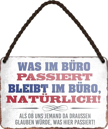 schilderkreis24 Blechschild Büro & Shop – witzige Arbeit-Sprüche für Team, Laden & Werkstatt (Was im Büro passiert..)