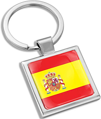 Biomar Labs® Metal 3D Keyring Key Ring Chain Stainless Steel Gift Box Men Women Keychain Bag Accessories Jewelry Handbag Spain Spanish National Flag KK 287