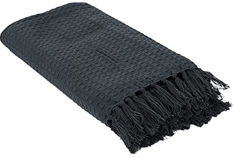 HOME DECO FACTORY - TX8160, Manta para Sofá de Algodón Gofrado, Decoración Textil Interior, Práctica y Elegante, Dimensiones 130 x 160 cm, Color Gris Antracita