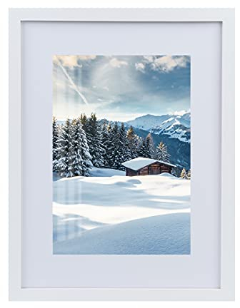 Joyshare Bilderrahmen 30x40cm, mit Passepartout Schwarz Holz Weiß MDF-Holzrahmen 16 Zoll,Modern Natur mit Acrylglas/Portraitrahmen/Wechselrahmen (weiß, 30x40cm/1x)