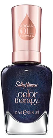 Sally Hansen Colour Therapy Nail Polish, 455 Time For Blues, Strengthen and Nourish Nails, Infused with Biotin and Argan Oil, 3-in-1 Formula, High-Shine Finish, Salon Quality Results, 14.7ml