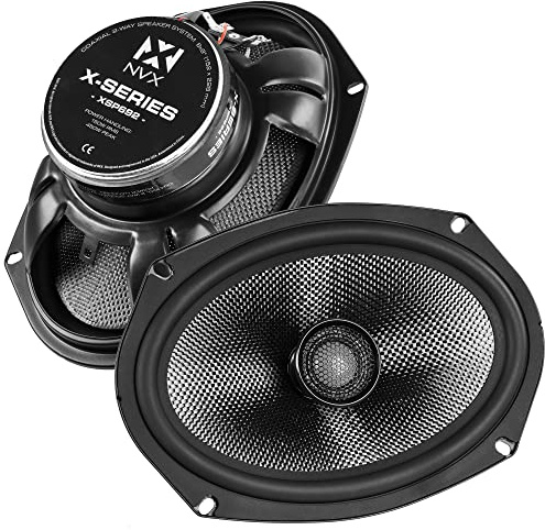 NVX® XSP692 6x9 Car Speakers, 600W Max, 300W RMS, 2-Way Coaxial w/ 1 Silk Dome Tweeters & Built-in X-Overs, Easy to Install in Cars/Trucks/Doors (Pair)