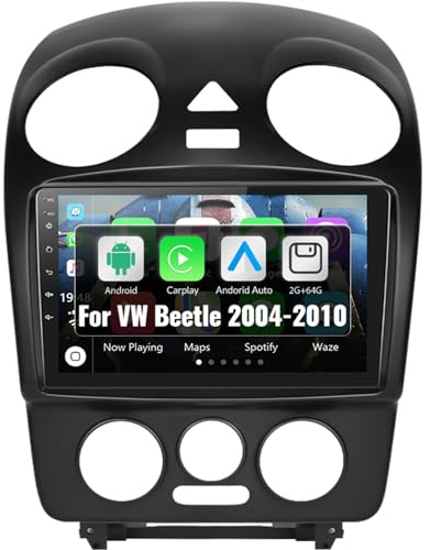 2G+64G CAMECHO Android 13 Autoradio für VW Beetle 2004-2010,9 Auto Radio Touch Display mit Carplay Android Auto Navi HiFi RDS Bluetooth und USB+Ruckfahrkamera